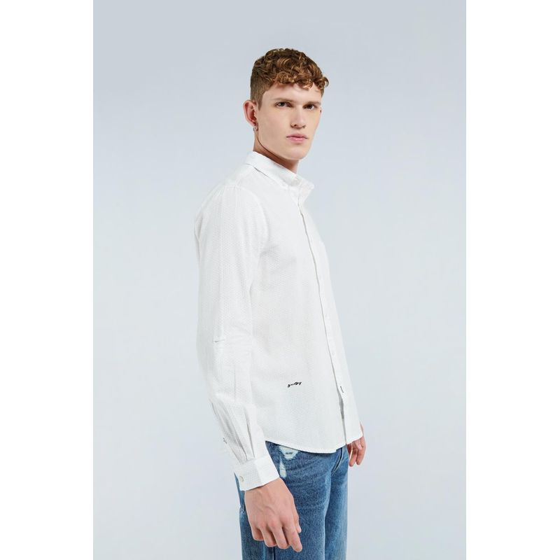 KOAJ - KOAJ Camisa unicolor con diseños en mini print y manga larga HOMBRE