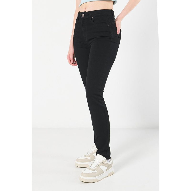 KOAJ - KOAJ Jean negro push up tiro alto con pretina sencilla MUJER