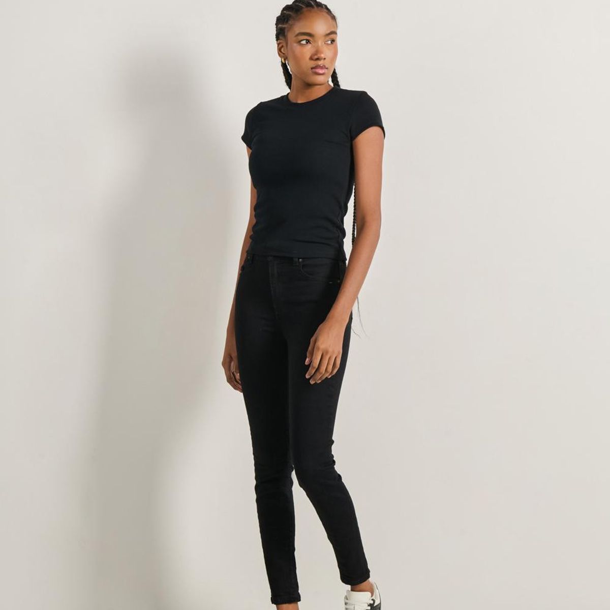 KOAJ - KOAJ Jean jegging ceñido negro con tiro súper alto y bolsill