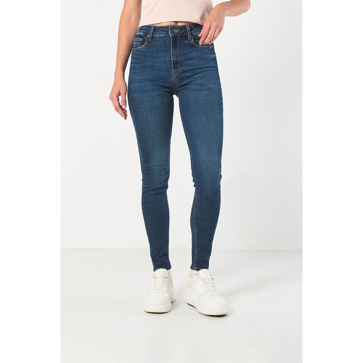 KOAJ - KOAJ Jean jegging azul oscuro con cremallera y tiro súper al Mujer