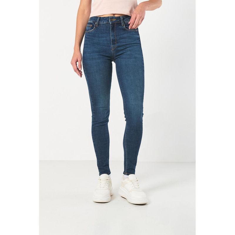 KOAJ - KOAJ Jean jegging azul oscuro con cremallera y tiro súper alto MUJER