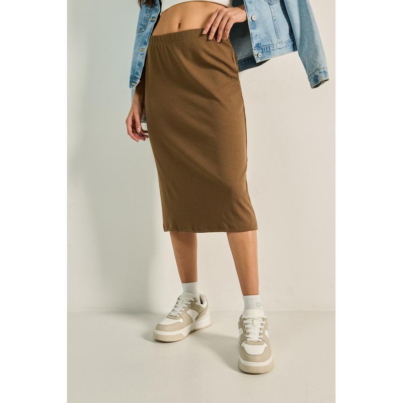 KOAJ - KOAJ Falda unicolor de silueta larga para mujer cuenta con t Mujer