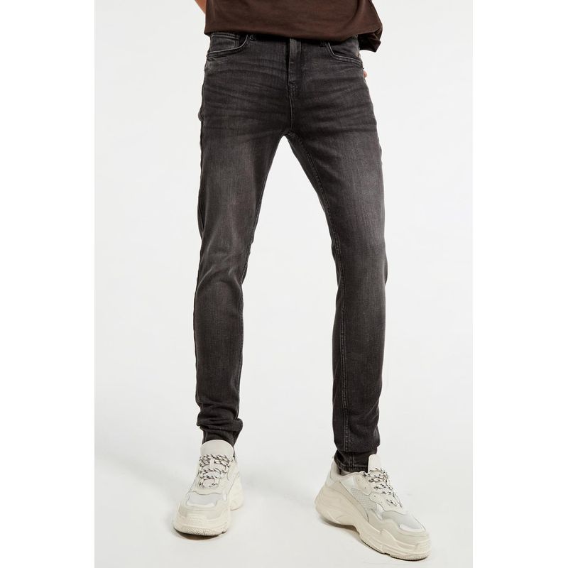 KOAJ - KOAJ Jean súper skinny gris oscuro con tiro bajo y costuras HOMBRE