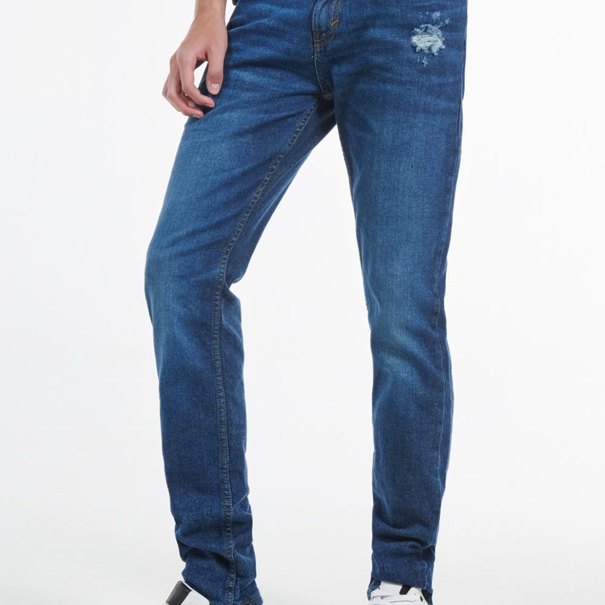 KOAJ - KOAJ Jean slim azul oscuro con desgastes y roto en frente HOMBRE