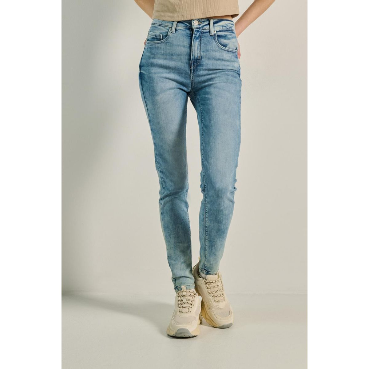 KOAJ - KOAJ Jean jegging super alto azul claro Mujer