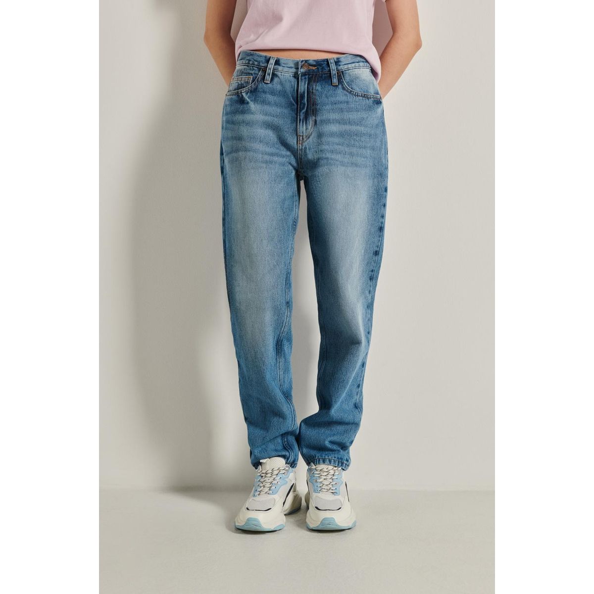 KOAJ - KOAJ Jean boy friend para mujer, 5 bolsillos, tiro alto, con Mujer