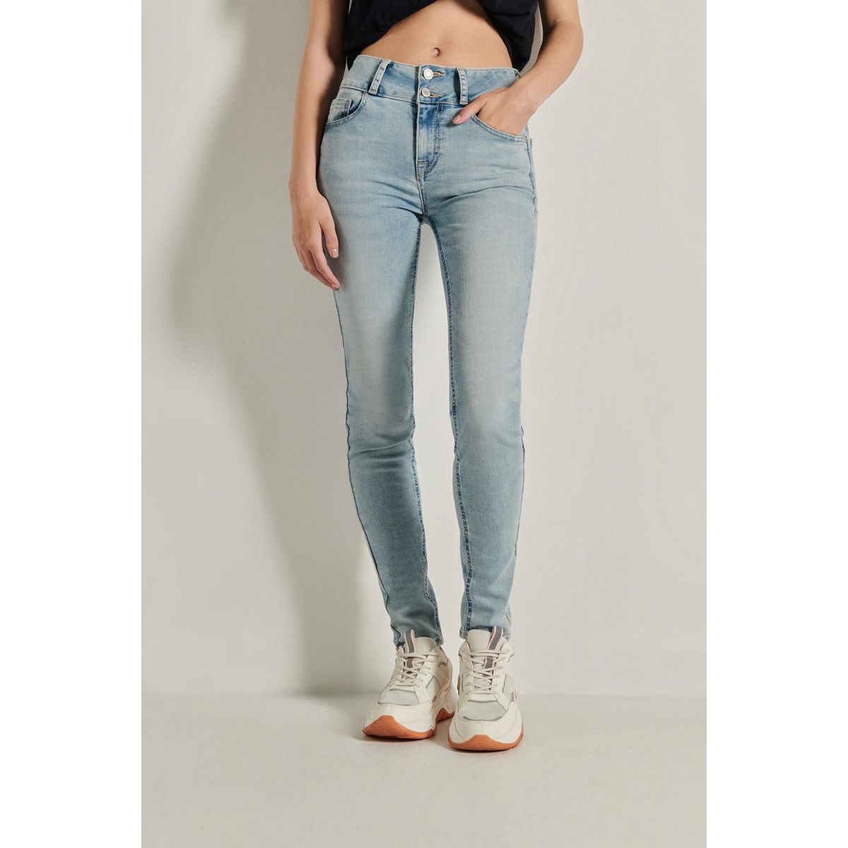 KOAJ - KOAJ Jean para mujer, 5 bolsillos, tiro alto, pretina ancha  Mujer