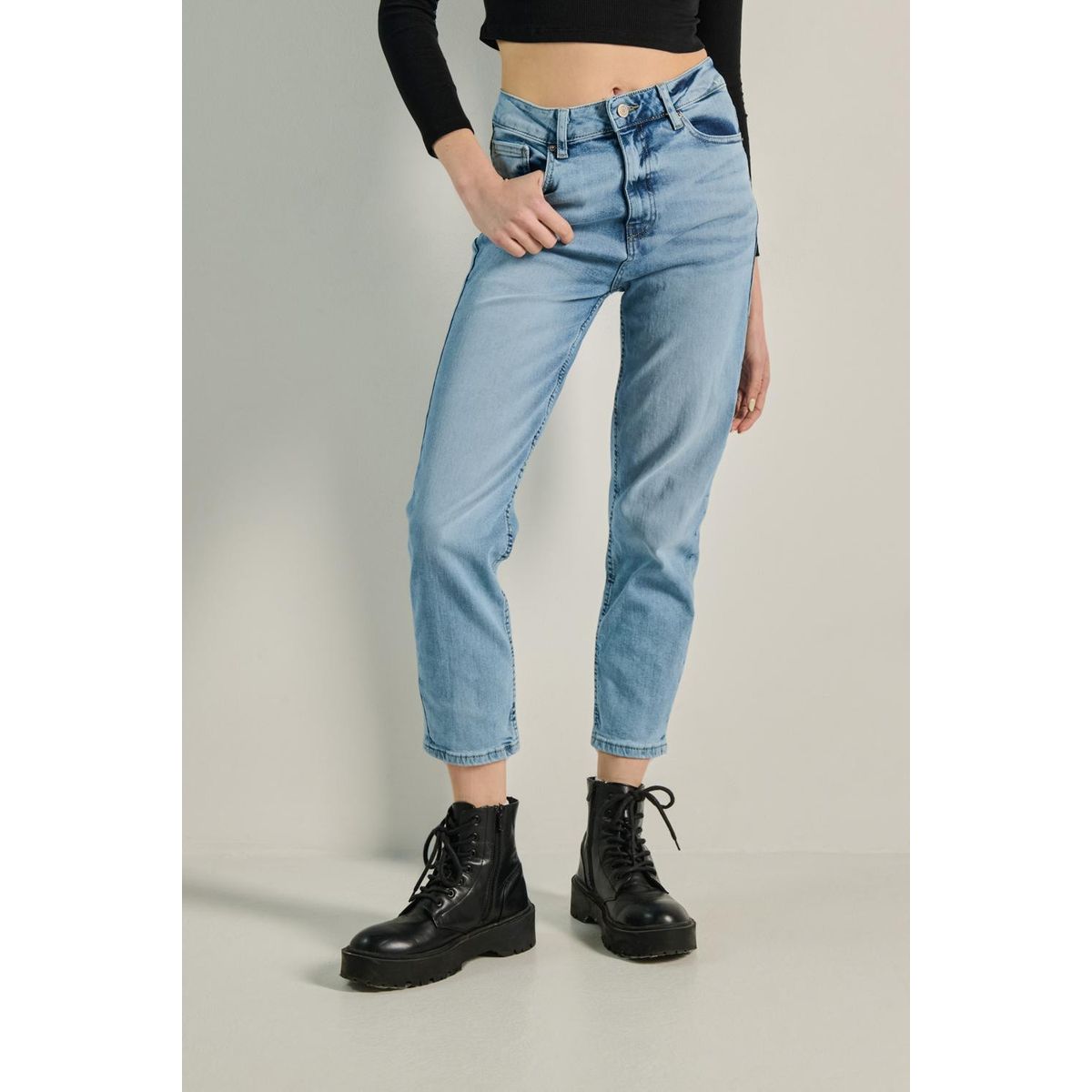 KOAJ - KOAJ Jean mom fit tiro super alto Mujer