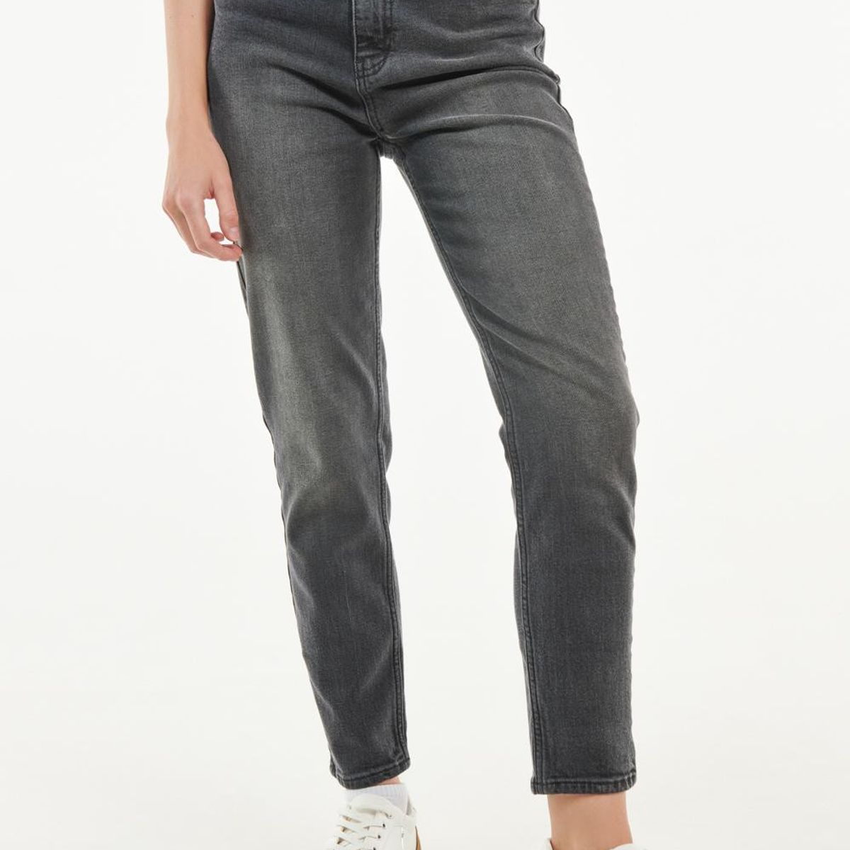 KOAJ - KOAJ Jean mom gris oscuro con tiro súper alto y bota recta c Mujer