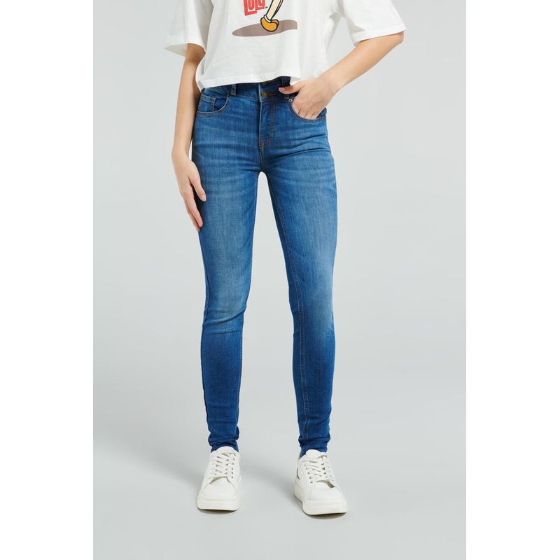 KOAJ - KOAJ Jean push up tiro alto azul medio sin rotos. MUJER