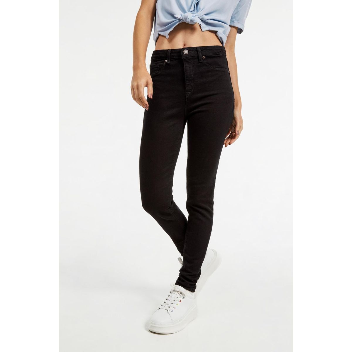 KOAJ - KOAJ Jean jegging negro con tiro súper alto, bolsillos y aj Mujer