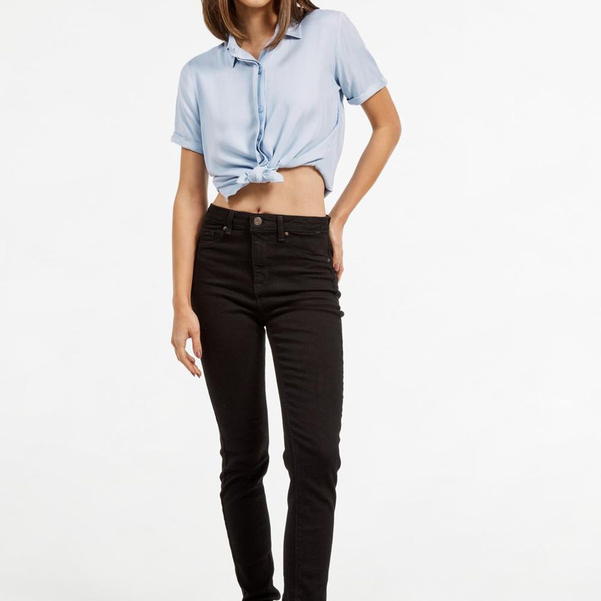 KOAJ - KOAJ Jean jegging negro con tiro súper alto, bolsillos y aj Mujer