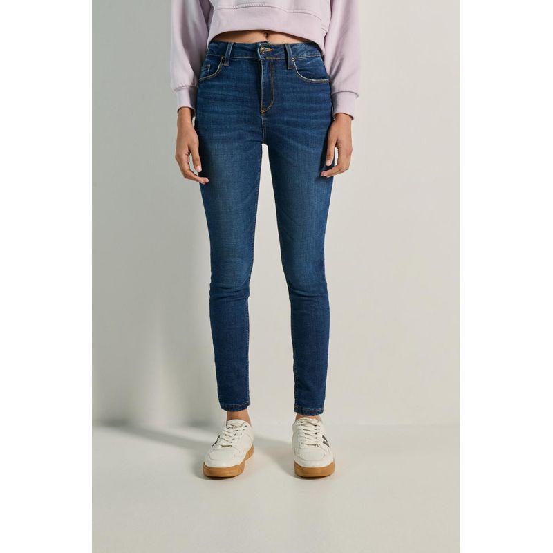 KOAJ - KOAJ Jean azul oscuro jegging con bolsillos y tiro alto