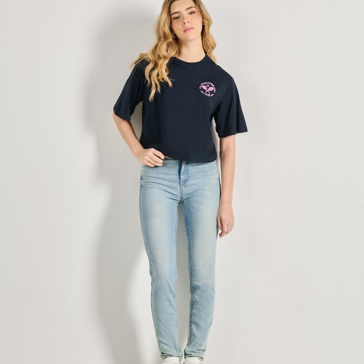 KOAJ - KOAJ Jean súper tiro alto jegging azul con desgastes sutiles