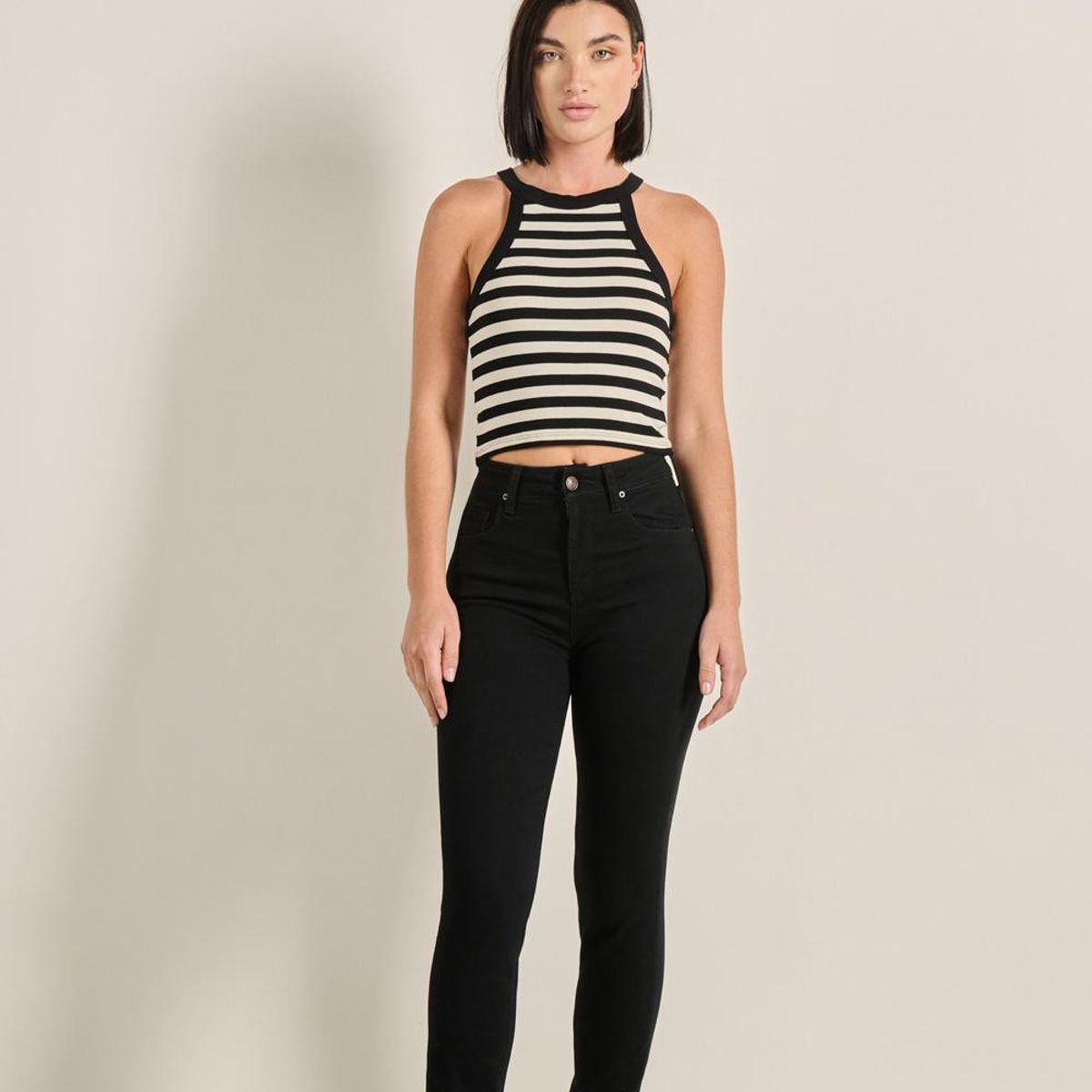 KOAJ - KOAJ Jean negro tipo jegging ajustado con bolsillos y tiro a