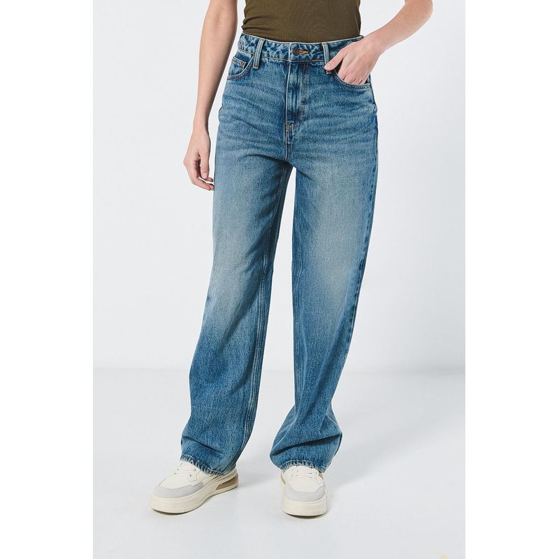 KOAJ - KOAJ Jean 90s tiro alto azul medio MUJER