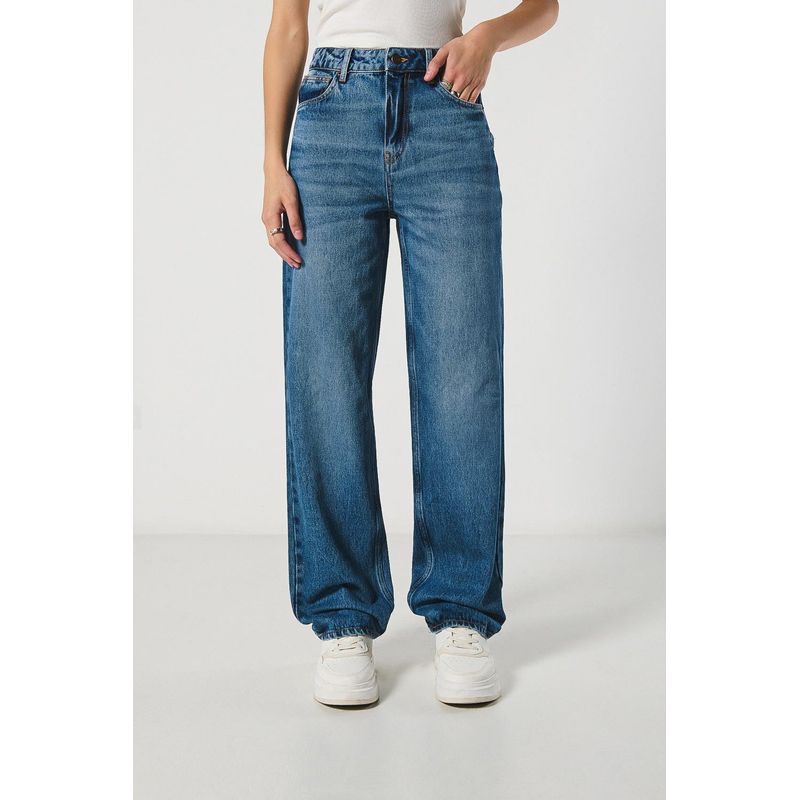 KOAJ - KOAJ Jean 90´S azul claro tiro alto con bota recta y desgastes MUJER