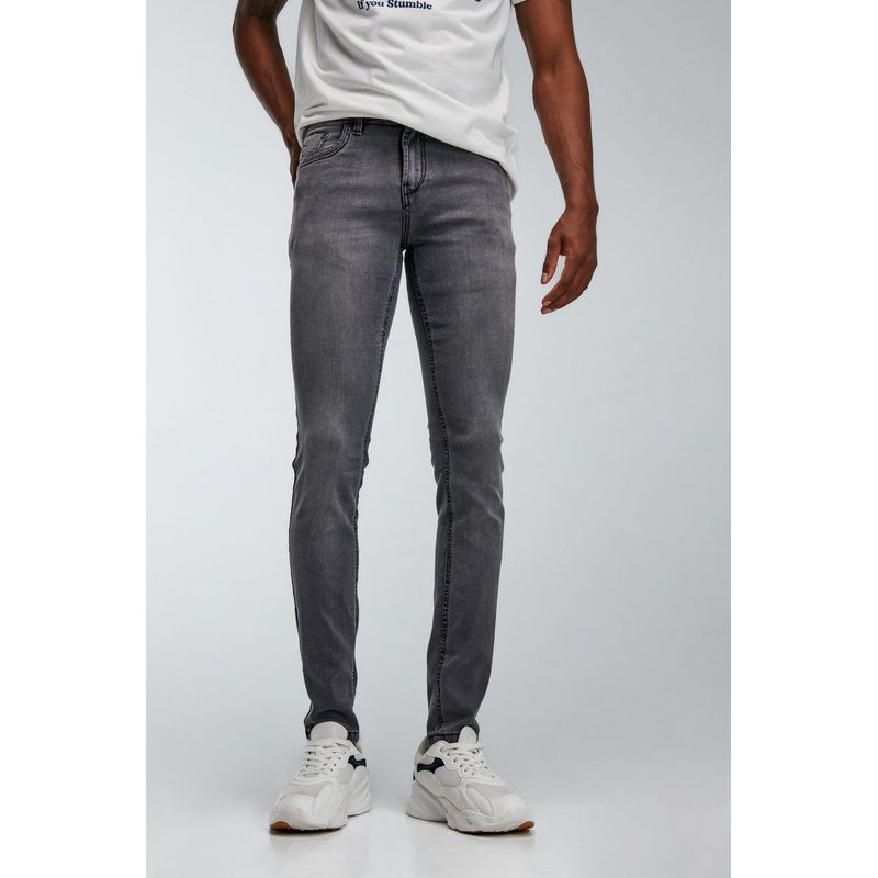 KOAJ - KOAJ Jean skinny gris oscuro con costuras negras y 5 bolsillos HOMBRE