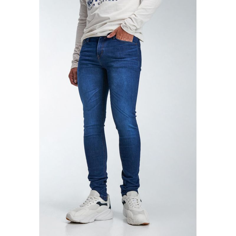 KOAJ - KOAJ Jean súper skinny azul intenso con tiro bajo y ajuste ceñ HOMBRE