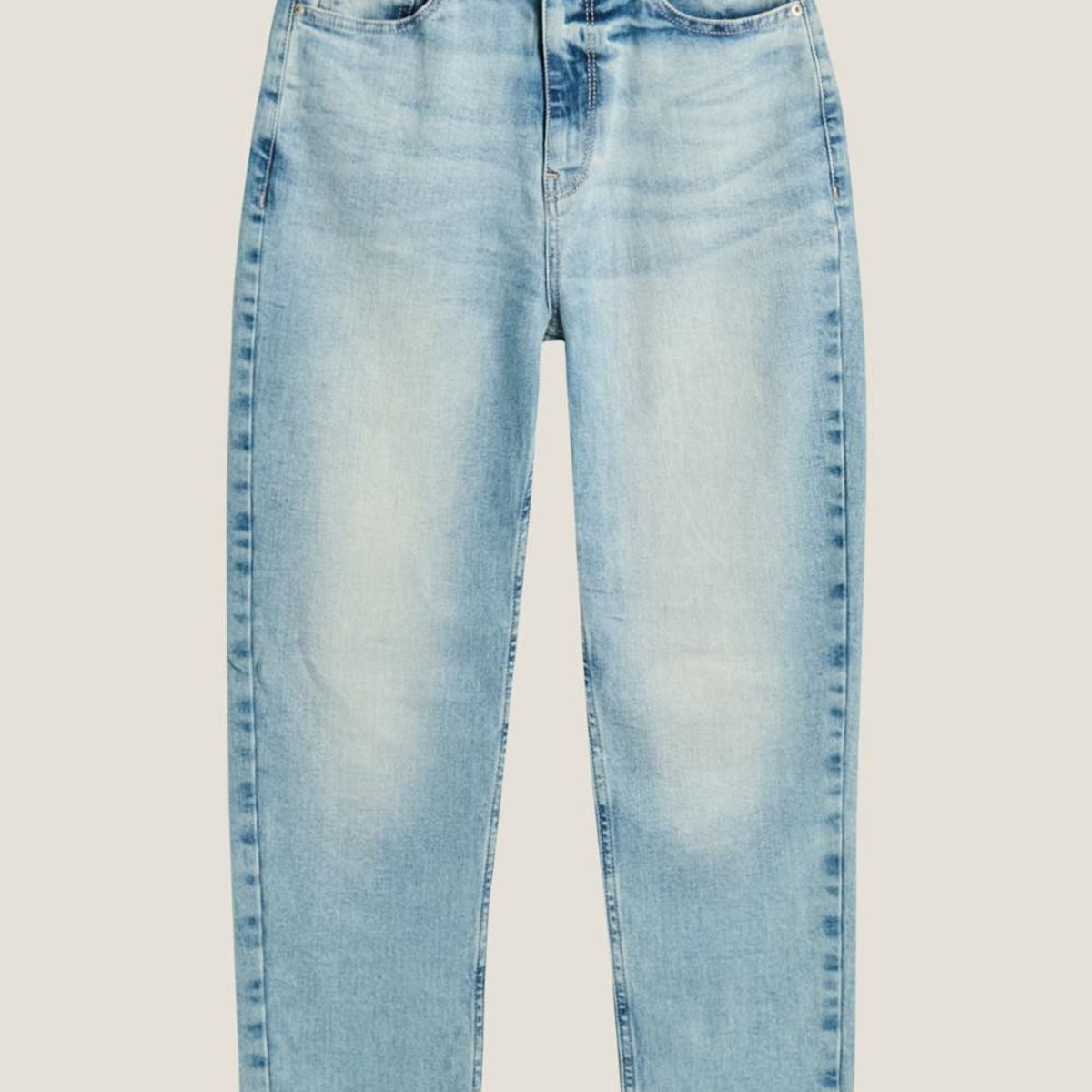 KOAJ - KOAJ Jean mom para mujer en tono azul claro cuenta con súper Mujer