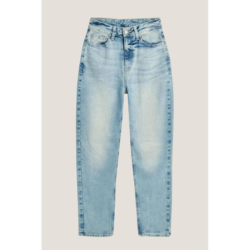 KOAJ - KOAJ Jean mom para mujer en tono azul claro cuenta con súper t MUJER