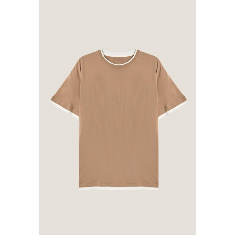 KOAJ - KOAJ Camiseta café manga corta oversize con contrastes HOMBRE