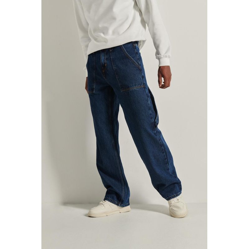 KOAJ - KOAJ Jean bota ancha azul oscuro con tiro medio y silueta holg HOMBRE