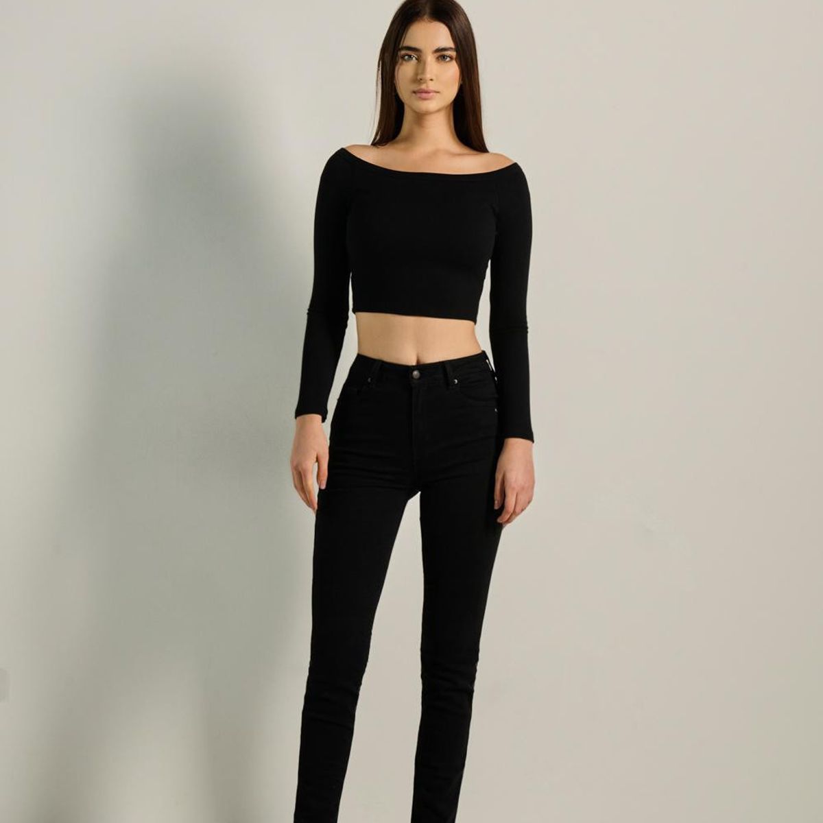 KOAJ - KOAJ Jean jegging ajustado negro con tiro súper alto y bolsi