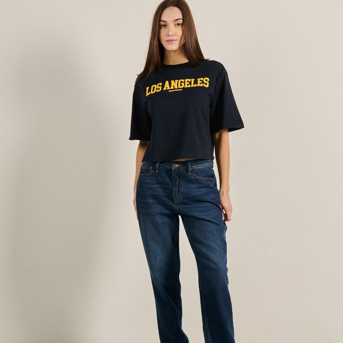 KOAJ - KOAJ Jean azul oscuro boyfriend con bota recta y tiro alto