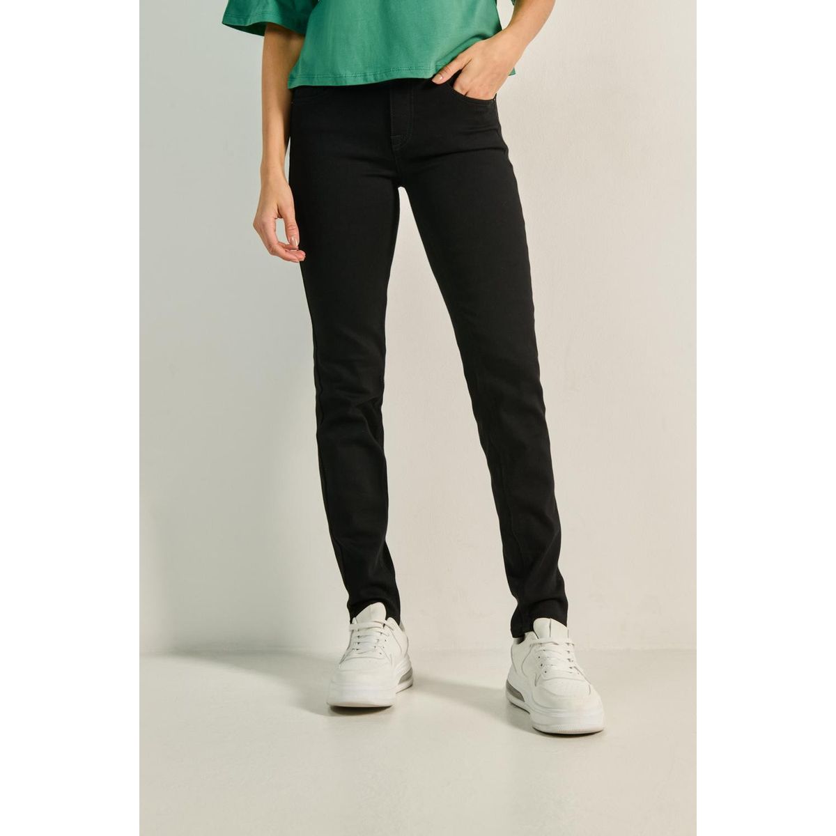 KOAJ - KOAJ Jean negro push up tiro alto con bolsillos y doble botó