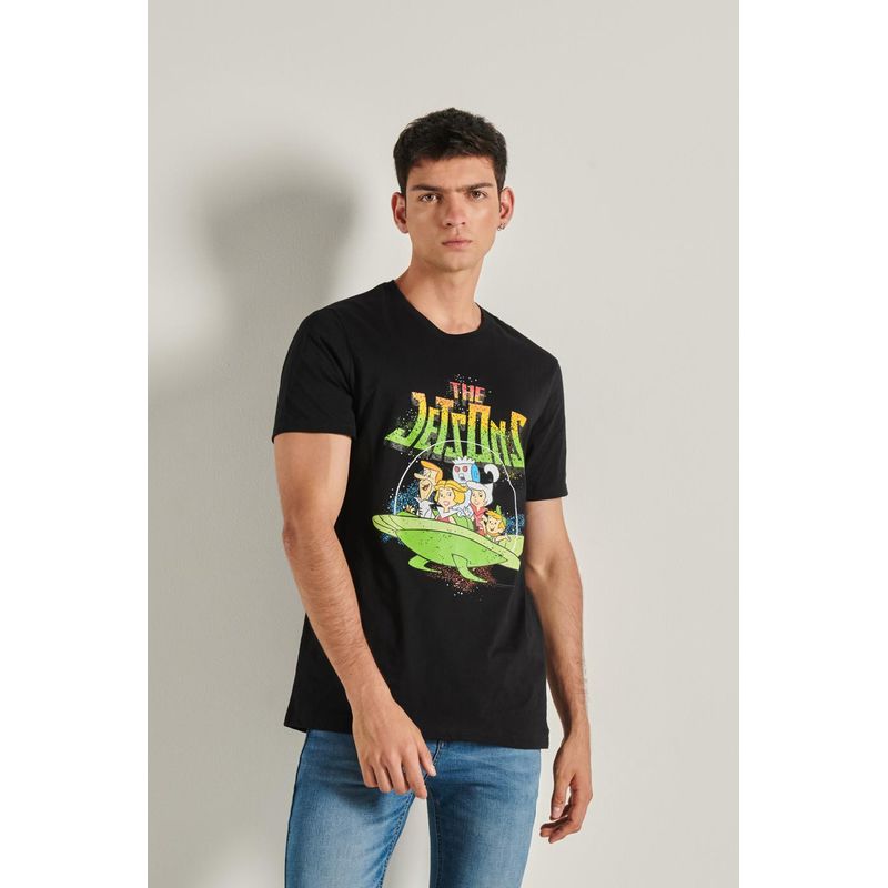 KOAJ - KOAJ Camiseta negra con manga corta y diseño de los Supersónic HOMBRE