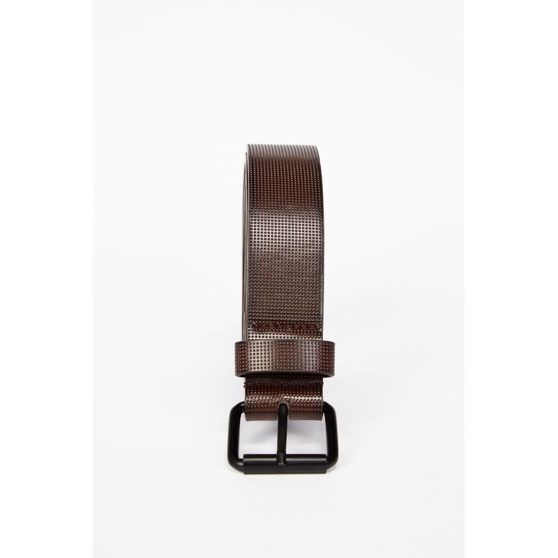 KOAJ - KOAJ Cinturón café oscuro con textura de puntos y hebilla cuad HOMBRE