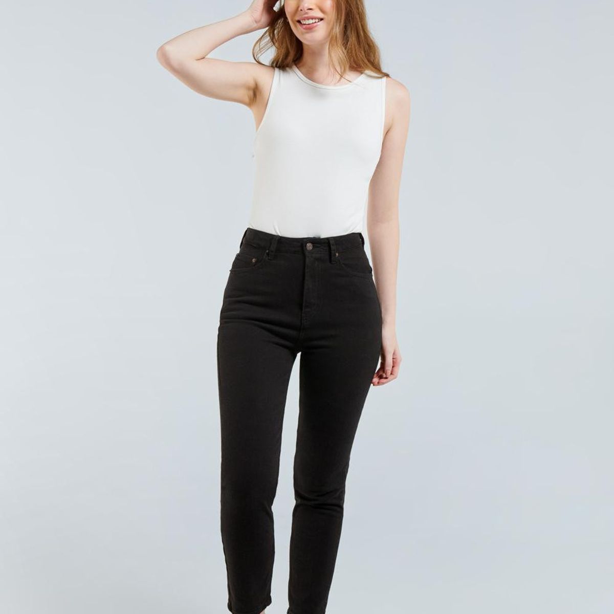 KOAJ - KOAJ Jean mom fit tiro super alto Mujer