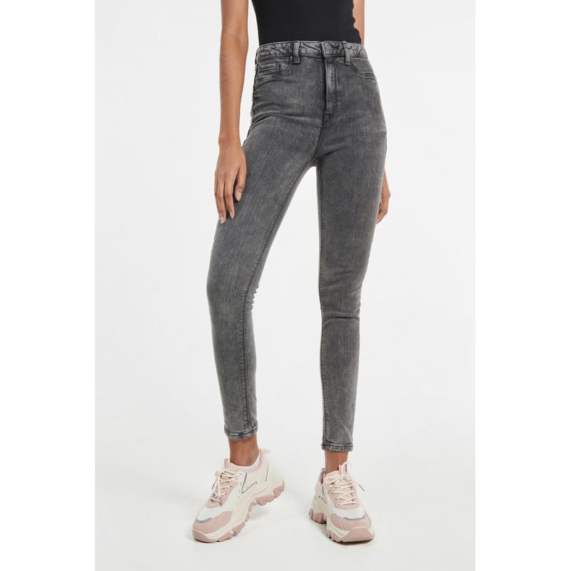 KOAJ - KOAJ Jean jegging gris oscuro con ajuste ceñido y tiro súper a MUJER