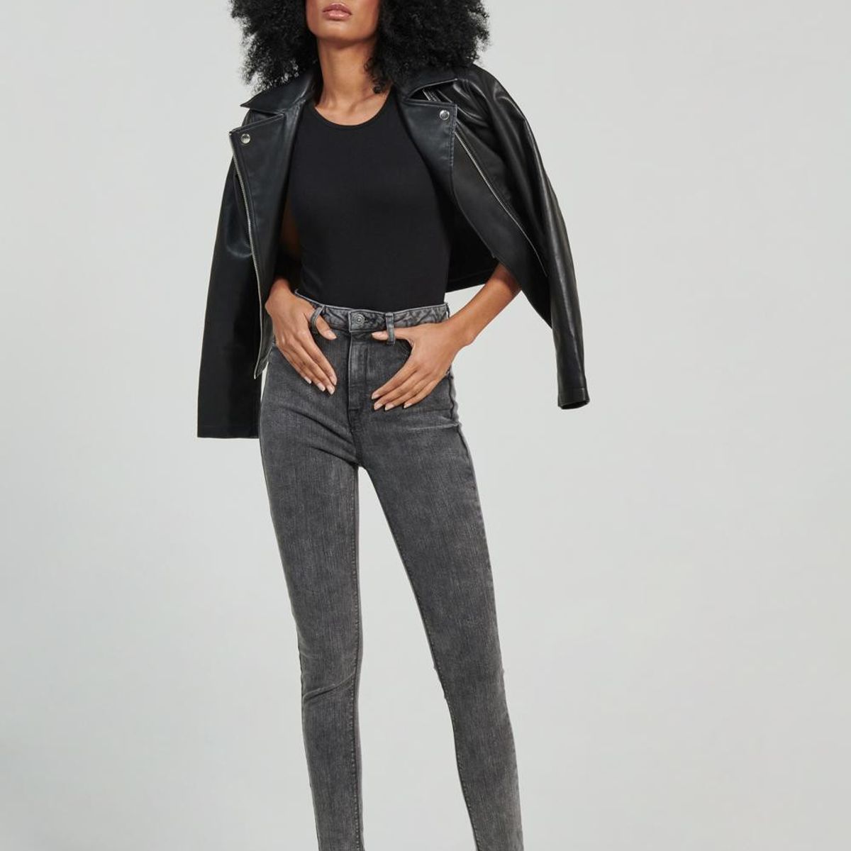 KOAJ - KOAJ Jean jegging gris oscuro con ajuste ceñido y tiro súper Mujer