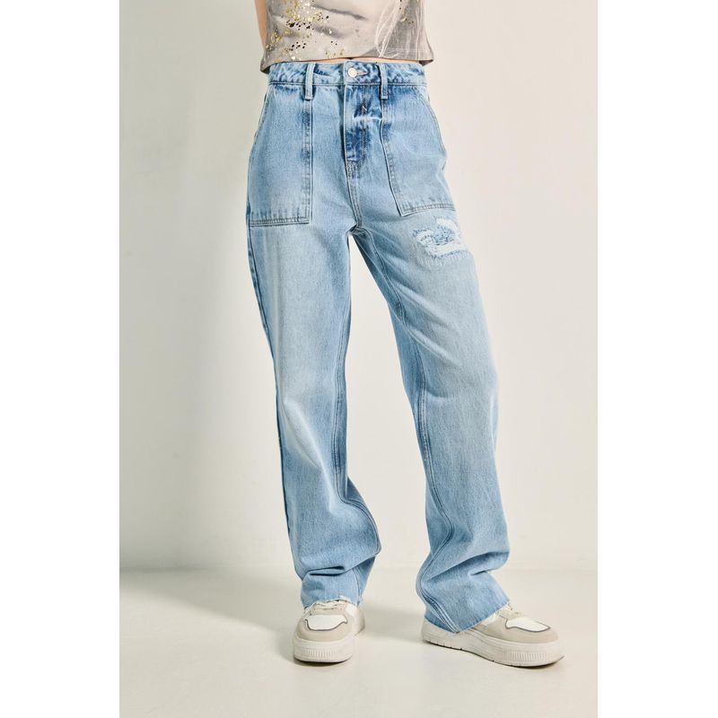 KOAJ - KOAJ Jean 90´S para mujer en tono azul claro cuenta con rotos  MUJER