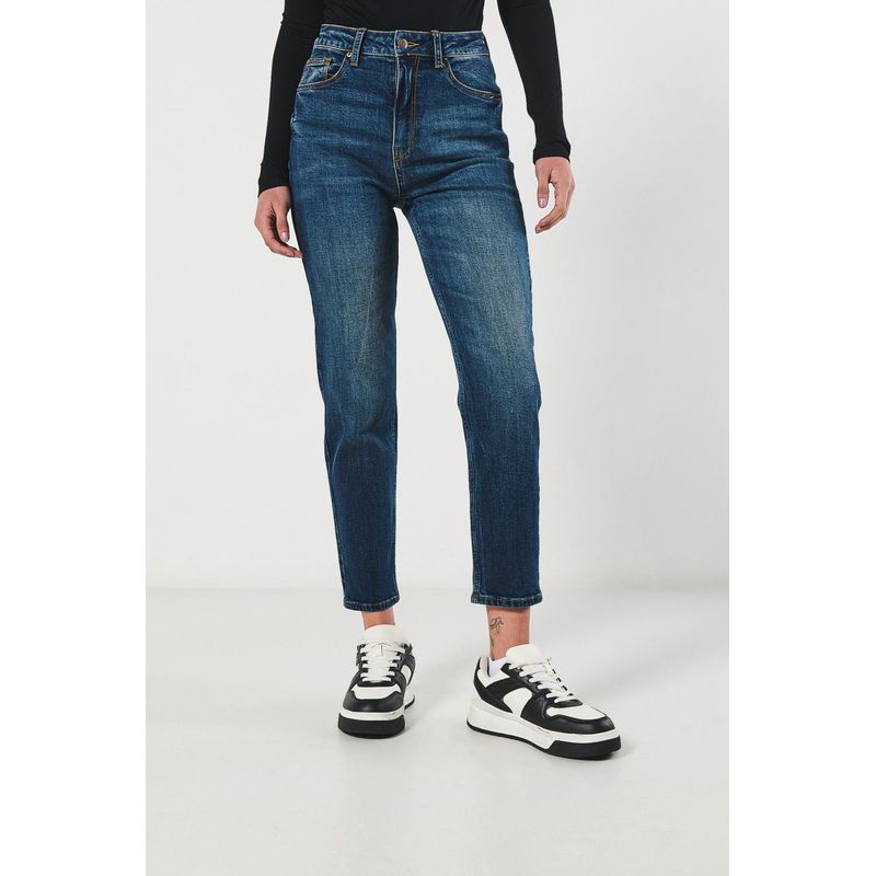 KOAJ - KOAJ Jean mom azul oscuro con tiro súper alto y bota recta MUJER