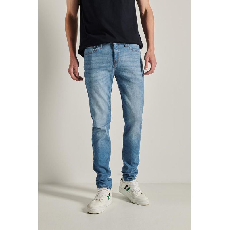 KOAJ - KOAJ Jean slim tiro bajo azul medio sin rotos HOMBRE