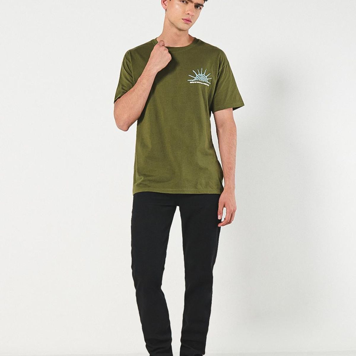 KOAJ - KOAJ Camiseta estampada verde oscura con manga corta Hombre
