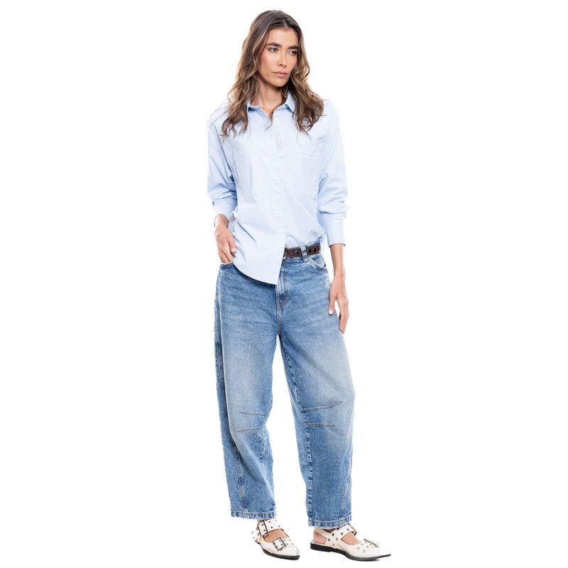 COLOR BLUE - Camisa Manga Larga Unicolor