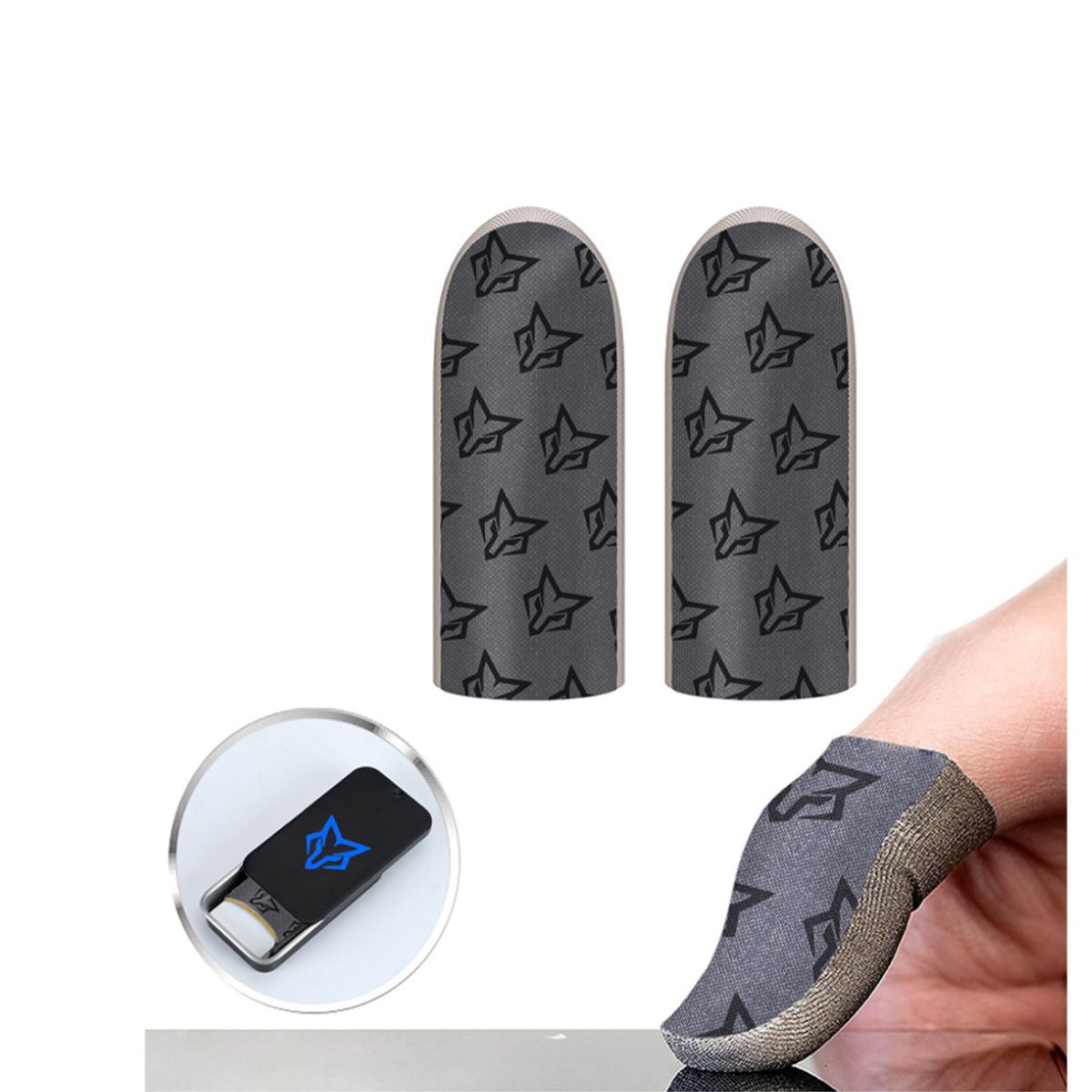 GENERICO - Fundas para dedos x4 dedales en fibra de plata gaming Sarafox c1 versión v3