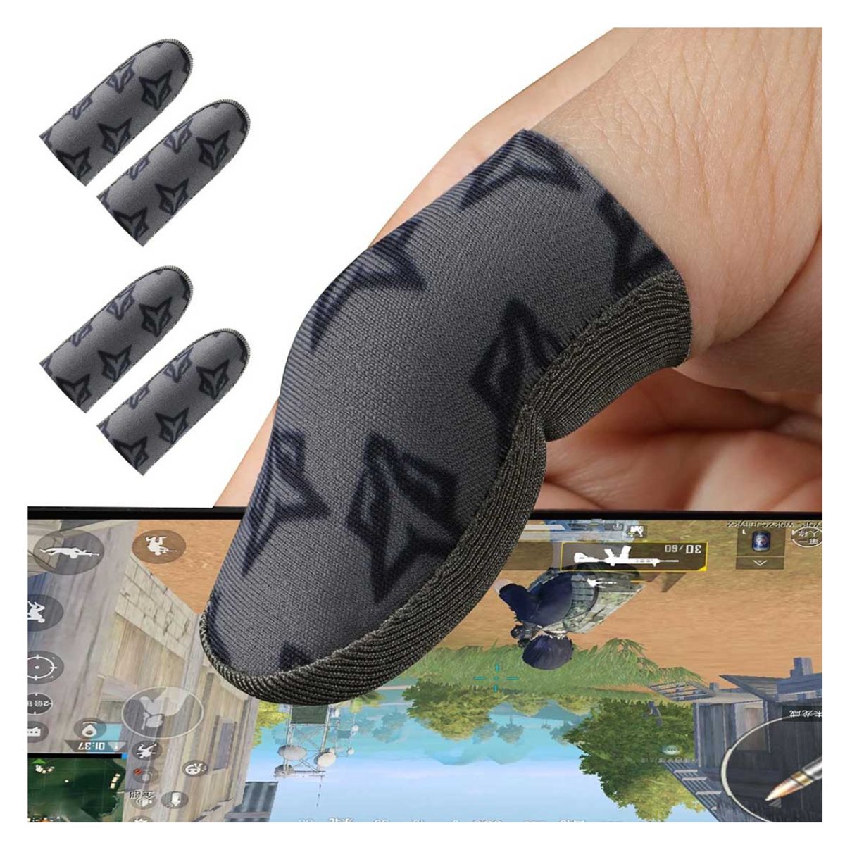 GENERICO - Fundas para dedos x4 dedales en fibra de plata gaming Sarafox c1 versión v3