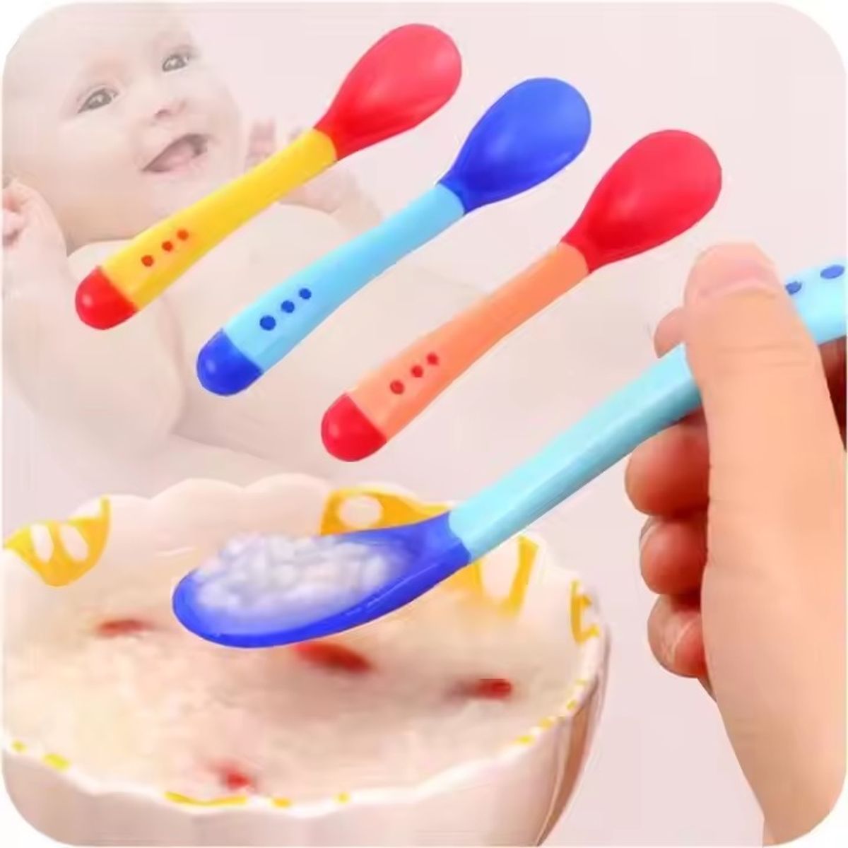 GENERICO - Cubiertos Con Sensor de Temperatura Para Bebe Libre de BPA