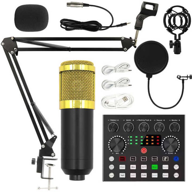 GENERICO - Kit De Micrófono De Condensador BM 800 Con Tarjeta De Sonido V8S
