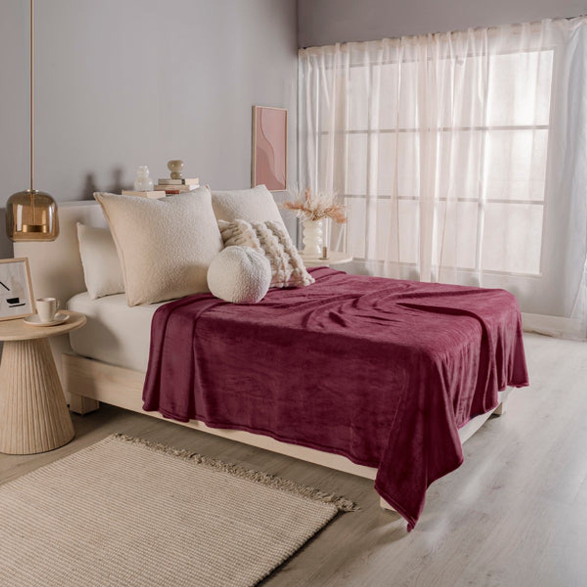 VIANNEY - Cobija Ligera Tinto Queen Size-Doble XL Vianney