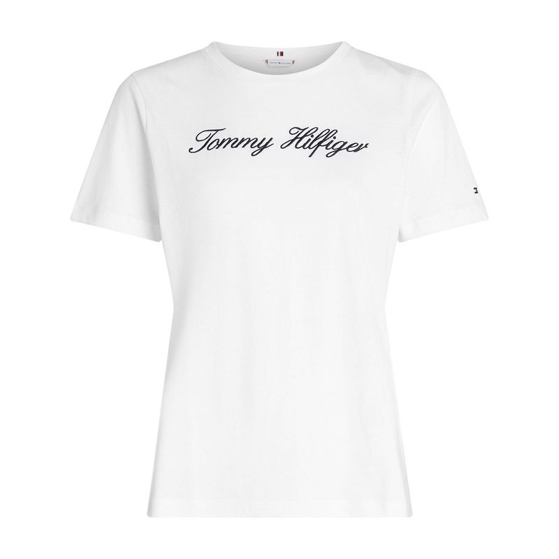 TOMMY HILFIGER - Camiseta blanca de corte regular con logo script Tommy Hilfiger