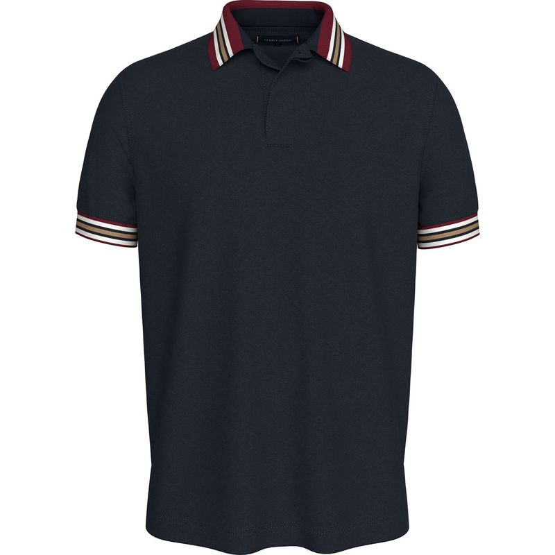 TOMMY HILFIGER - Polo azul de corte regular con cuello a contraste Tommy Hilfiger