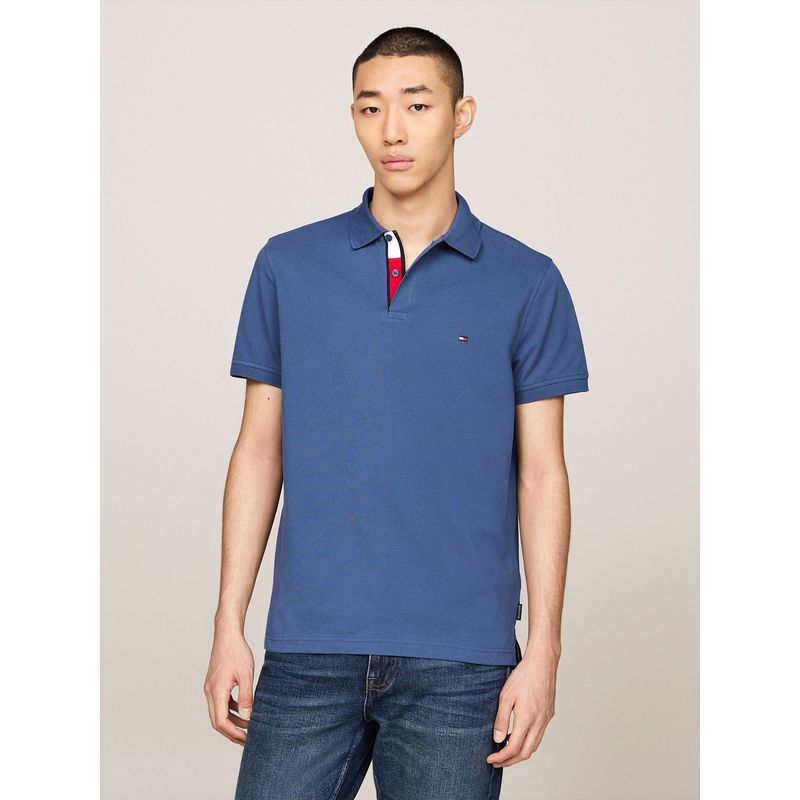 TOMMY HILFIGER - Polo azul con Tapeta ribeteada y logo bordado Tommy Hilfiger