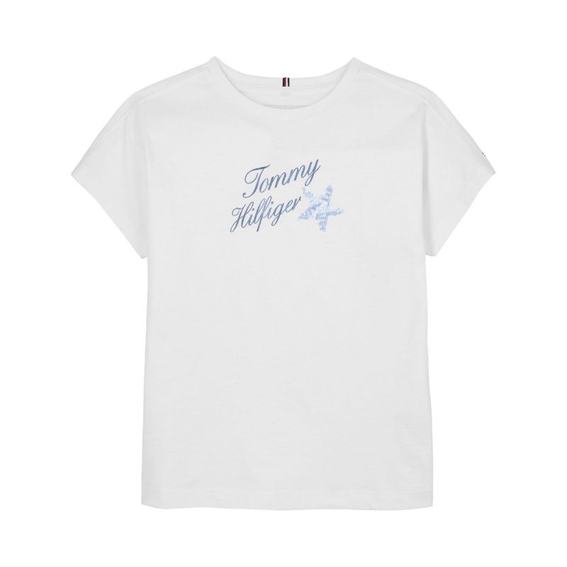 TOMMY HILFIGER - Camiseta Blanca Con Logo Gráfico Para Niña Tommy Hilfiger