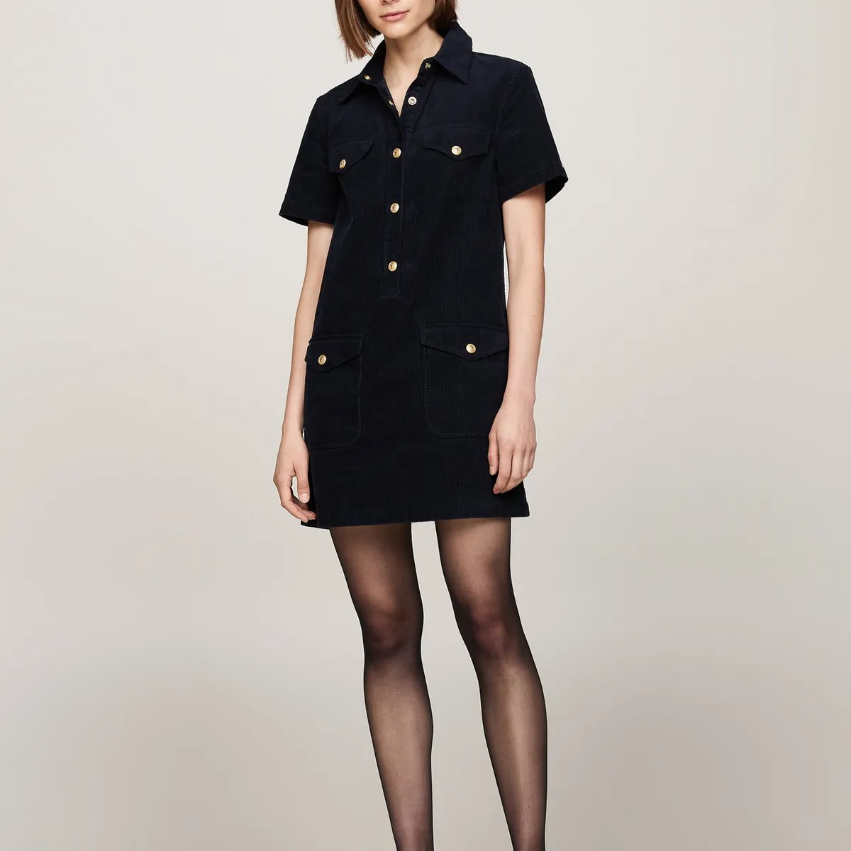 TOMMY HILFIGER - Vestido azul corto de manga corta Tommy Hilfiger